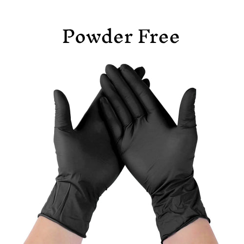 Nitrile Gloves, Powder Free ( Black ) ( Pack of 100 )