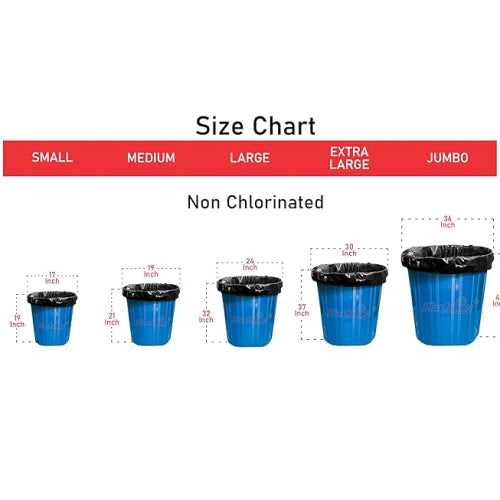 Garbage Bag 24 x 32 ( Large ) | Pack Of 15 Pcs | Black Dustbin Covers