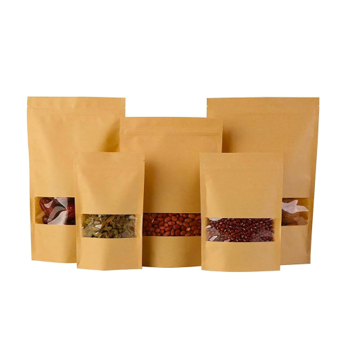 Kraft Standing Pouch With Zip Lock ( Pack Of 50 Pcs )